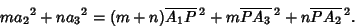 \begin{displaymath}
m{a_2}^2+n{a_3}^2=(m+n)\overline{A_1P}\,^2+m\overline{PA_3}\,^2+n\overline{PA_2}\,^2.
\end{displaymath}